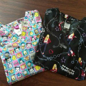 Lot Of 2 Disney Cuties and Hanna Montana Scrub Top